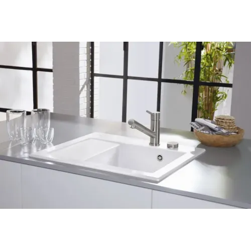 Villeroy & Boch Subway 45 Compact Мойка, включая Комплект слива с эксцентриком, выкл Керамика, 650 x 510 mm, Альпийский белый CeramicPlus 331302R1