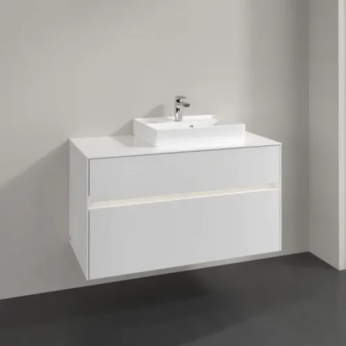 Villeroy & Boch Collaro Тумба под раковину, с подсветкой, 2 выдвижных ящика, 1000 x 548 x 500 mm, Glossy White / Glossy White C015B0DH