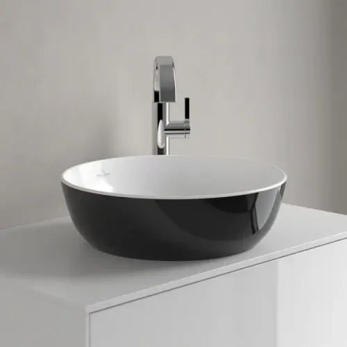 Villeroy & Boch Artis Раковина для установки на столешницу, 430 x 430 x 130 mm, Coal Black (коул блэк), без перелива, нешлифованный, 417943BCT8
