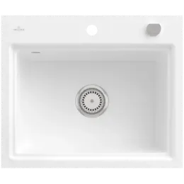Villeroy & Boch Subway Style 60 S Flat Мойка, включая Комплект слива с эксцентриком, сливная решетка , выкл Керамика, 580 x 490 mm, Альпийский белый CeramicPlus 33662FR1