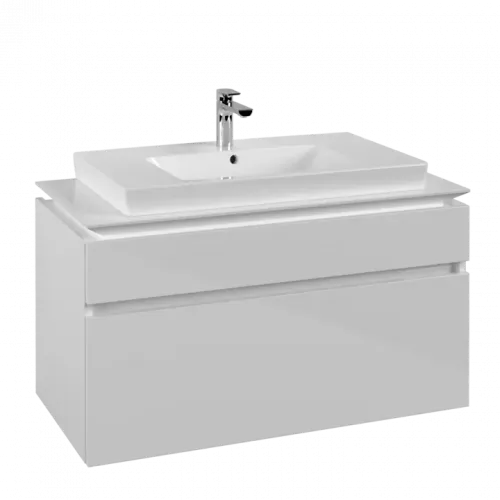 Villeroy & Boch Legato Тумба под раковину, 2 выдвижных ящика, 1000 x 550 x 500 mm, Glossy White / Glossy White B69500DH