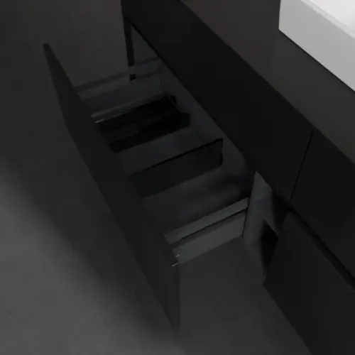 Villeroy & Boch Collaro Тумба под раковину, с подсветкой, 4 выдвижных ящика, 1600 x 548 x 500 mm, Black Matt Lacquer / Black Matt Lacquer C077B0PD