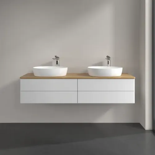 Villeroy & Boch Antao Тумба под раковину, с подсветкой, 4 выдвижных ящика, 1600 x 360 x 500 mm, лицевая поверхность без текстурированной отделки, Glossy White Lacquer / Honey Oak L28051GF