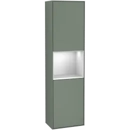 Villeroy & Boch Finion Шкаф-пенал, с подсветкой, 2 двери, 418 x 1516 x 270 mm, Olive Matt Lacquer / White Matt Lacquer F470MTGM