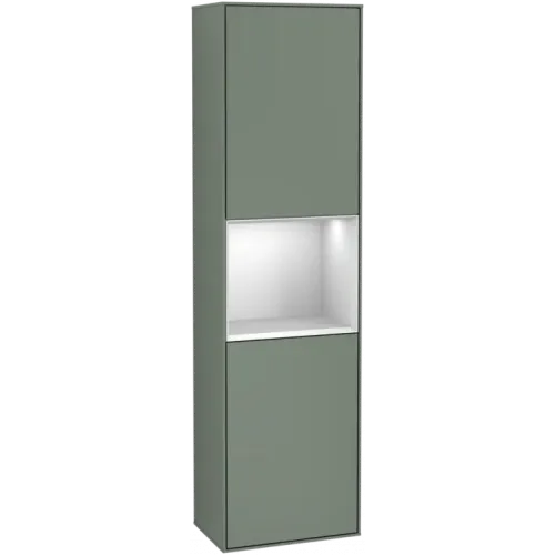 Villeroy & Boch Finion Шкаф-пенал, с подсветкой, 2 двери, 418 x 1516 x 270 mm, Olive Matt Lacquer / White Matt Lacquer F470MTGM