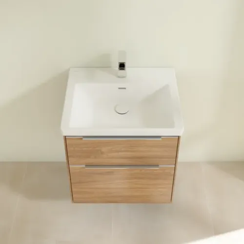 Villeroy & Boch Subway 3.0 Тумба под раковину, с подсветкой, 2 выдвижных ящика, 572 x 576 x 478 mm, Oak Kansas C578L0RH