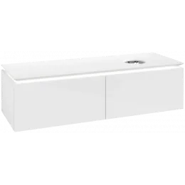 Villeroy & Boch Legato Тумба под раковину, с подсветкой, 2 выдвижных ящика, 1400 x 380 x 500 mm, Glossy White / Glossy White B589L0DH