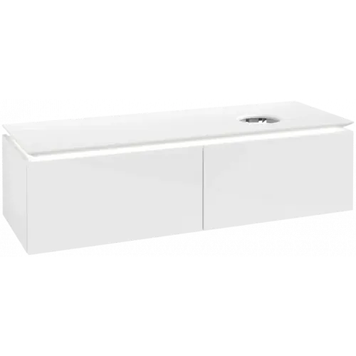 Villeroy & Boch Legato Тумба под раковину, с подсветкой, 2 выдвижных ящика, 1400 x 380 x 500 mm, Glossy White / Glossy White B589L0DH