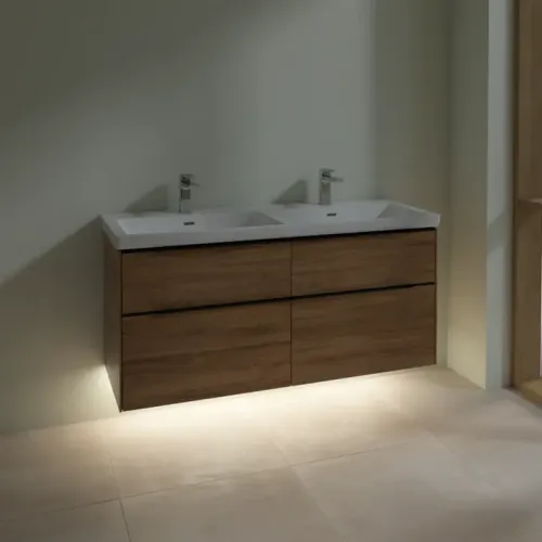 Villeroy & Boch Subway 3.0 Тумба под раковину, с подсветкой, 4 выдвижных ящика, 1272 x 576 x 478 mm, Oak Kansas C568L1RH