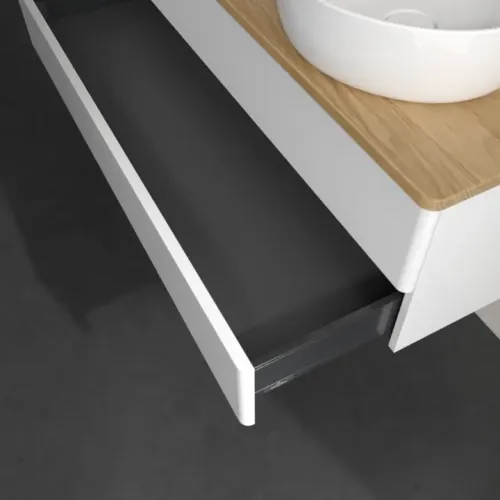 Villeroy & Boch Antao Тумба под раковину, 2 выдвижных ящика, 1200 x 360 x 500 mm, лицевая поверхность без текстурированной отделки, Glossy White Lacquer / Honey Oak K24051GF