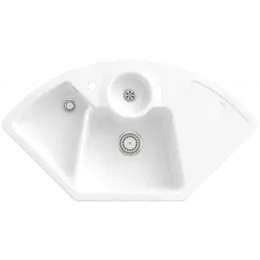 Villeroy & Boch Уголок Solo Мойка угловая, включая Комплект слива с ручным управлением, Контейнер для отходов, выкл Керамика, 1075 x 600 mm, Snow White CeramicPlus 670801KG