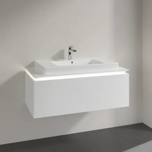 Villeroy & Boch Legato Тумба под раковину, с подсветкой, 1 выдвижной ящик, 1000 x 380 x 500 mm, Glossy White / Glossy White B694L0DH