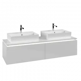 Villeroy & Boch Legato Тумба под раковину, с подсветкой, 2 выдвижных ящика, 1600 x 380 x 500 mm, Glossy White / Glossy White B676L0DH