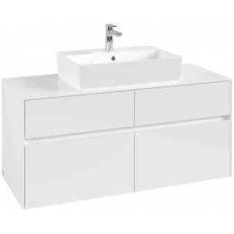 Villeroy & Boch Collaro Тумба под раковину, 4 выдвижных ящика, 1200 x 548 x 500 mm, Glossy White / Glossy White C12800DH