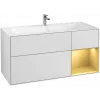 Villeroy & Boch Finion Тумба под раковину, с подсветкой, 3 выдвижных ящика, 1196 x 591 x 498 mm, White Matt Lacquer / Gold Matt Lacquer G070HFMT