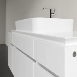 Villeroy & Boch Legato Тумба под раковину, 5 выдвижных ящиков, 1200 x 550 x 500 mm, Glossy White / Glossy White B75800DH