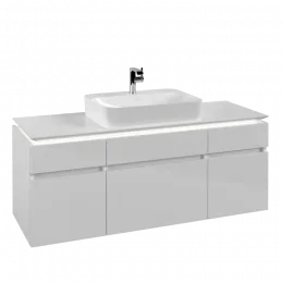 Villeroy & Boch Legato Тумба под раковину, с подсветкой, 5 выдвижных ящиков, 1400 x 550 x 500 mm, Glossy White / Glossy White B760L0DH
