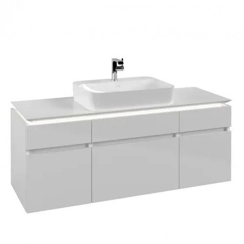 Villeroy & Boch Legato Тумба под раковину, с подсветкой, 5 выдвижных ящиков, 1400 x 550 x 500 mm, Glossy White / Glossy White B760L0DH