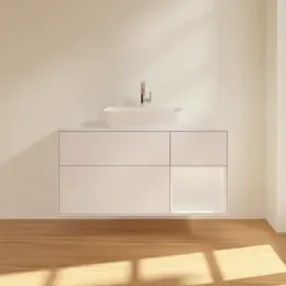 Villeroy & Boch Finion Тумба под раковину, с подсветкой, 3 выдвижных ящика, 1200 x 603 x 501 mm, Glossy White Lacquer / Glossy White Lacquer F831GFGF