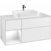 Villeroy & Boch Finion Тумба под раковину, с подсветкой, 3 выдвижных ящика, 1200 x 603 x 501 mm, Glossy White Lacquer / Glossy White Lacquer G411GFGF