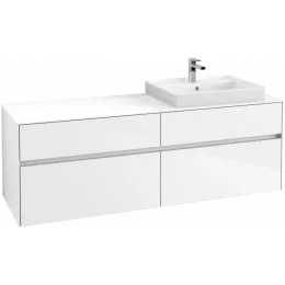 Villeroy & Boch Collaro Тумба под раковину, с подсветкой, 4 выдвижных ящика, 1600 x 548 x 500 mm, Glossy White / Glossy White C023B0DH