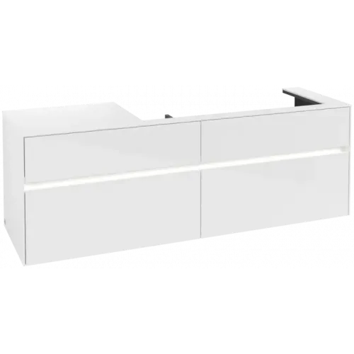 Villeroy & Boch Collaro Тумба под раковину, с подсветкой, 4 выдвижных ящика, 1600 x 548 x 500 mm, Glossy White / Glossy White C030B0DH