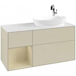 Villeroy & Boch Finion Тумба под раковину, с подсветкой, 3 выдвижных ящика, 1200 x 603 x 501 mm, Silk Grey Matt Lacquer / Silk Grey Matt Lacquer G921HJHJ