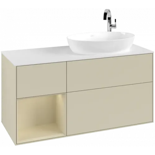 Villeroy & Boch Finion Тумба под раковину, с подсветкой, 3 выдвижных ящика, 1200 x 603 x 501 mm, Silk Grey Matt Lacquer / Silk Grey Matt Lacquer G921HJHJ