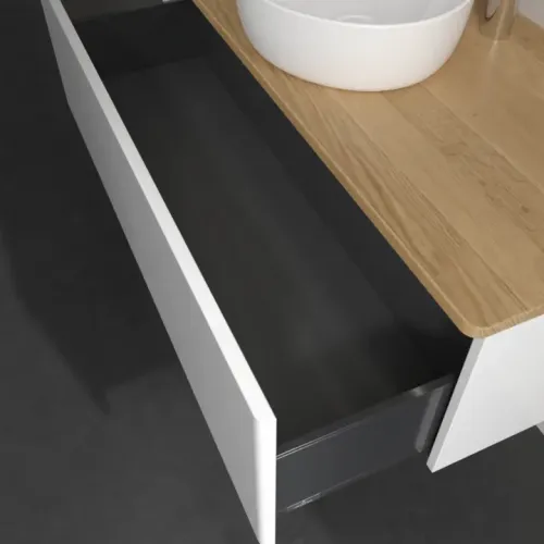 Villeroy & Boch Antao Тумба под раковину, с подсветкой, 1 выдвижной ящик, 1200 x 360 x 500 mm, лицевая поверхность без текстурированной отделки, Glossy White Lacquer / Honey Oak L32051GF