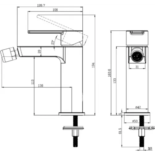 Villeroy Boch Architectura TVB10300100061 Смеситель для биде однорычажный хром