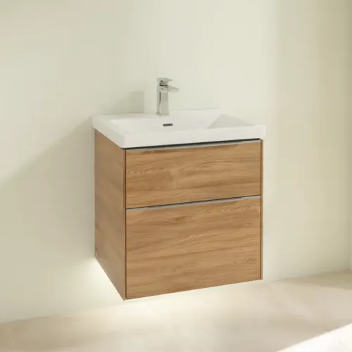 Villeroy & Boch Subway 3.0 Тумба под раковину, с подсветкой, 2 выдвижных ящика, 572 x 576 x 478 mm, Oak Kansas C578L0RH