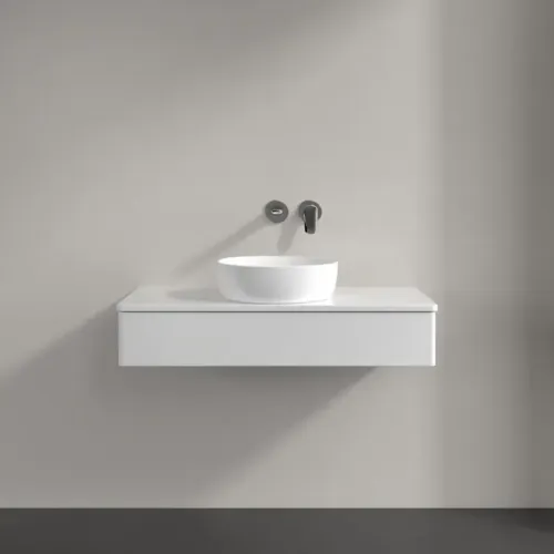 Villeroy & Boch Antao Тумба под раковину, с подсветкой, 1 выдвижной ящик, 1000 x 190 x 500 mm, лицевая поверхность без текстурированной отделки, Glossy White Lacquer / Glossy White Lacquer L09010GF