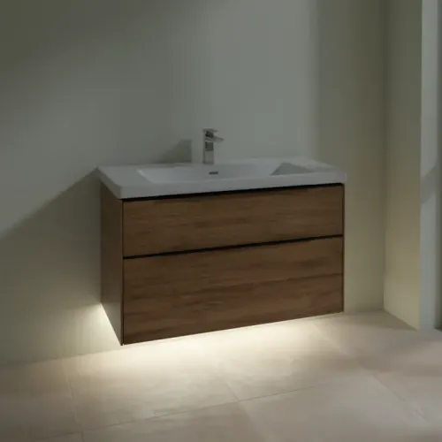 Villeroy & Boch Subway 3.0 Тумба под раковину, с подсветкой, 2 выдвижных ящика, 973 x 576 x 478 mm, Oak Kansas C570L1RH