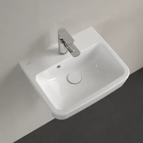 Villeroy & Boch O.novo Раковина компактная, 450 x 370 x 160 mm, Альпийский белый AntiBac CeramicPlus, с переливом, задняя сторона и нижняя сторона шлифованные 43444GT2