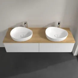Villeroy & Boch Antao Тумба под раковину, с подсветкой, 2 выдвижных ящика, 1600 x 360 x 500 mm, лицевая поверхность без текстурированной отделки, Glossy White Lacquer / Honey Oak L39051GF