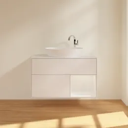 Villeroy & Boch Finion Тумба под раковину, с подсветкой, 2 выдвижных ящика, 1000 x 603 x 501 mm, Glossy White Lacquer / Glossy White Lacquer G901GFGF