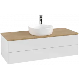 Villeroy & Boch Antao Тумба под раковину, 2 выдвижных ящика, 1200 x 360 x 500 mm, лицевая поверхность без текстурированной отделки, Glossy White Lacquer / Honey Oak K21051GF