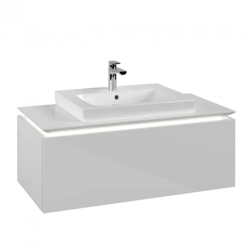 Villeroy & Boch Legato Тумба под раковину, с подсветкой, 1 выдвижной ящик, 1000 x 380 x 500 mm, Glossy White / Glossy White B680L0DH