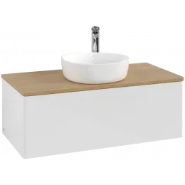 Villeroy & Boch Antao Тумба под раковину, с подсветкой, 1 выдвижной ящик, 1000 x 360 x 500 mm, лицевая поверхность без текстурированной отделки, Glossy White Lacquer / Honey Oak L31051GF
