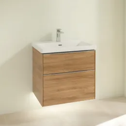 Villeroy & Boch Subway 3.0 Тумба под раковину, с подсветкой, 2 выдвижных ящика, 622 x 576 x 478 mm, Oak Kansas C576L0RH