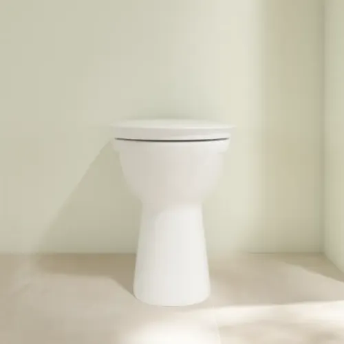 Villeroy & Boch ViCare Унитаз с открытым смывным краем с горизонтальным смывом (с полкой), напольный, Альпийский белый 4684R001