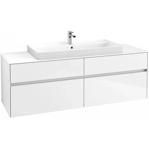 Villeroy & Boch Collaro Тумба под раковину, с подсветкой, 4 выдвижных ящика, 1600 x 548 x 500 mm, Glossy White / Glossy White C031B0DH
