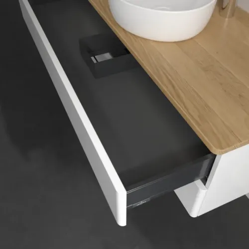 Villeroy & Boch Antao Тумба под раковину, с подсветкой, 2 выдвижных ящика, 1200 x 360 x 500 mm, лицевая поверхность без текстурированной отделки, Glossy White Lacquer / Honey Oak L21051GF