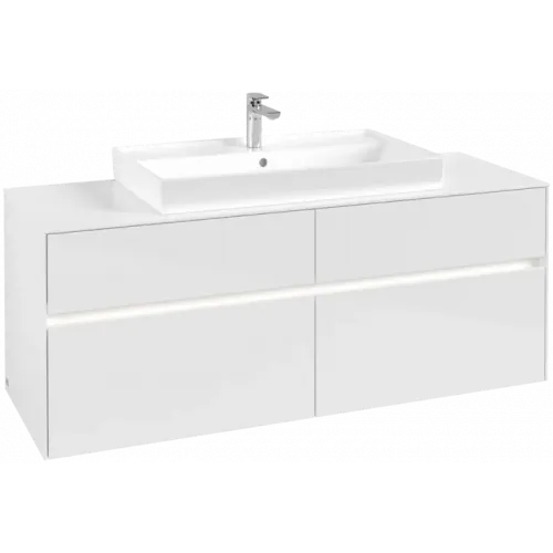 Villeroy & Boch Collaro Тумба под раковину, с подсветкой, 4 выдвижных ящика, 1400 x 548 x 500 mm, Glossy White / Glossy White C088B0DH