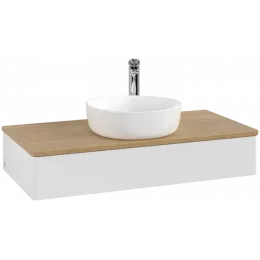Villeroy & Boch Antao Тумба под раковину, 1 выдвижной ящик, 1000 x 190 x 500 mm, лицевая поверхность без текстурированной отделки, Glossy White Lacquer / Honey Oak K09051GF