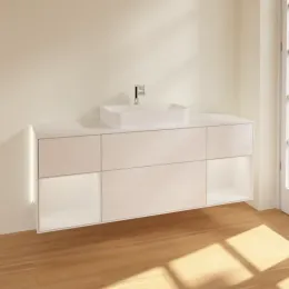 Villeroy & Boch Finion Тумба под раковину, с подсветкой, 4 выдвижных ящика, 1600 x 603 x 501 mm, Glossy White Lacquer / Glossy White Lacquer G451GFGF