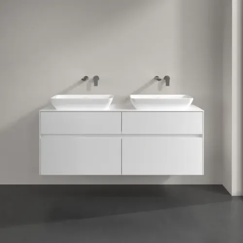 Villeroy & Boch Collaro Тумба под раковину, с подсветкой, 4 выдвижных ящика, 1400 x 548 x 500 mm, Glossy White / Glossy White C119B0DH