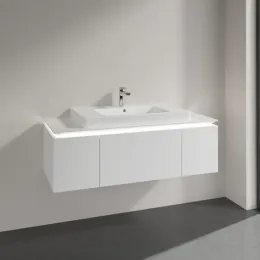 Villeroy & Boch Legato Тумба под раковину, с подсветкой, 3 выдвижных ящика, 1200 x 380 x 500 mm, Glossy White / Glossy White B696L0DH