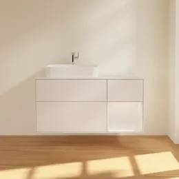 Villeroy & Boch Finion Тумба под раковину, с подсветкой, 3 выдвижных ящика, 1200 x 603 x 501 mm, Glossy White Lacquer / Glossy White Lacquer G401GFGF