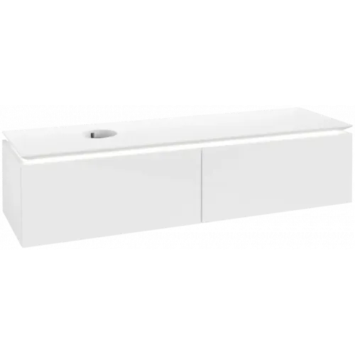 Villeroy & Boch Legato Тумба под раковину, с подсветкой, 2 выдвижных ящика, 1600 x 380 x 500 mm, Glossy White / Glossy White B672L0DH